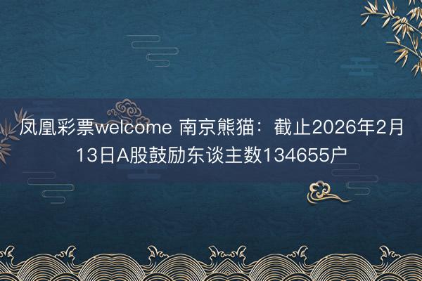 凤凰彩票welcome 南京熊猫:截止2026年2月13日A股鼓励东谈主数134655户