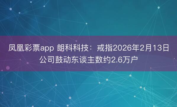 凤凰彩票app 朗科科技：戒指2026年2月13日公司鼓动东谈主数约2.6万户
