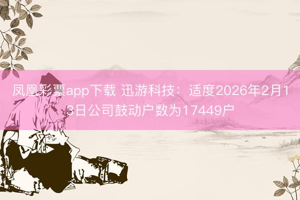凤凰彩票app下载 迅游科技：适度2026年2月13日公司鼓动户数为17449户