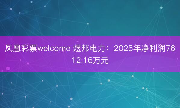 凤凰彩票welcome 煜邦电力：2025年净利润7612.16万元