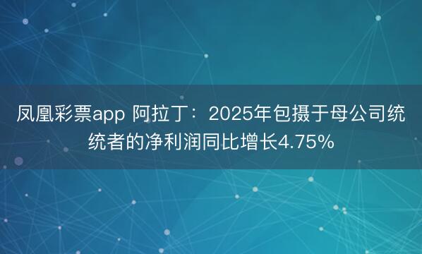 凤凰彩票app 阿拉丁:2025年包摄于母公司统统者的净利润同比增长4.75%