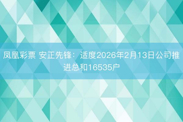 凤凰彩票 安正先锋:适度2026年2月13日公司推进总和16535户