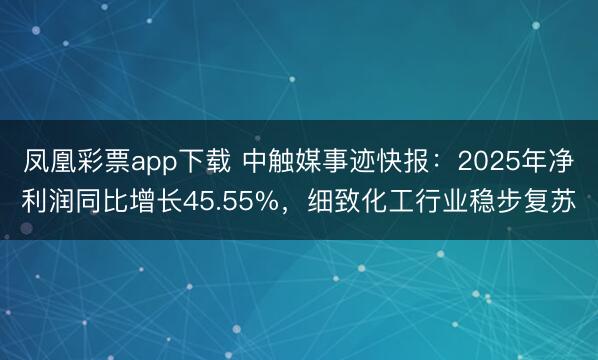凤凰彩票app下载 中触媒事迹快报:2025年净利润同比增长45.55%,细致化工行业稳步复苏