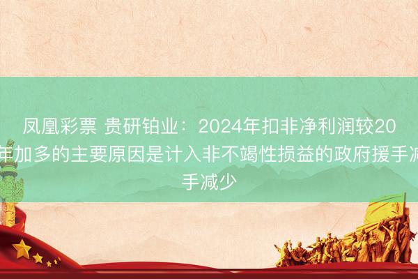 凤凰彩票 贵研铂业:2024年扣非净利润较2023年加多的主要原因是计入非不竭性损益的政府援手减少