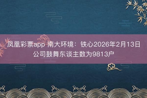 凤凰彩票app 南大环境：铁心2026年2月13日公司鼓舞东谈主数为9813户