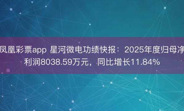 凤凰彩票app 星河微电功绩快报：2025年度归母净利润8038.59万元，同比增长11.84%