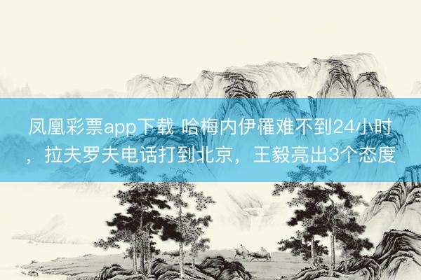 凤凰彩票app下载 哈梅内伊罹难不到24小时,拉夫罗夫电话打到北京,王毅亮出3个态度